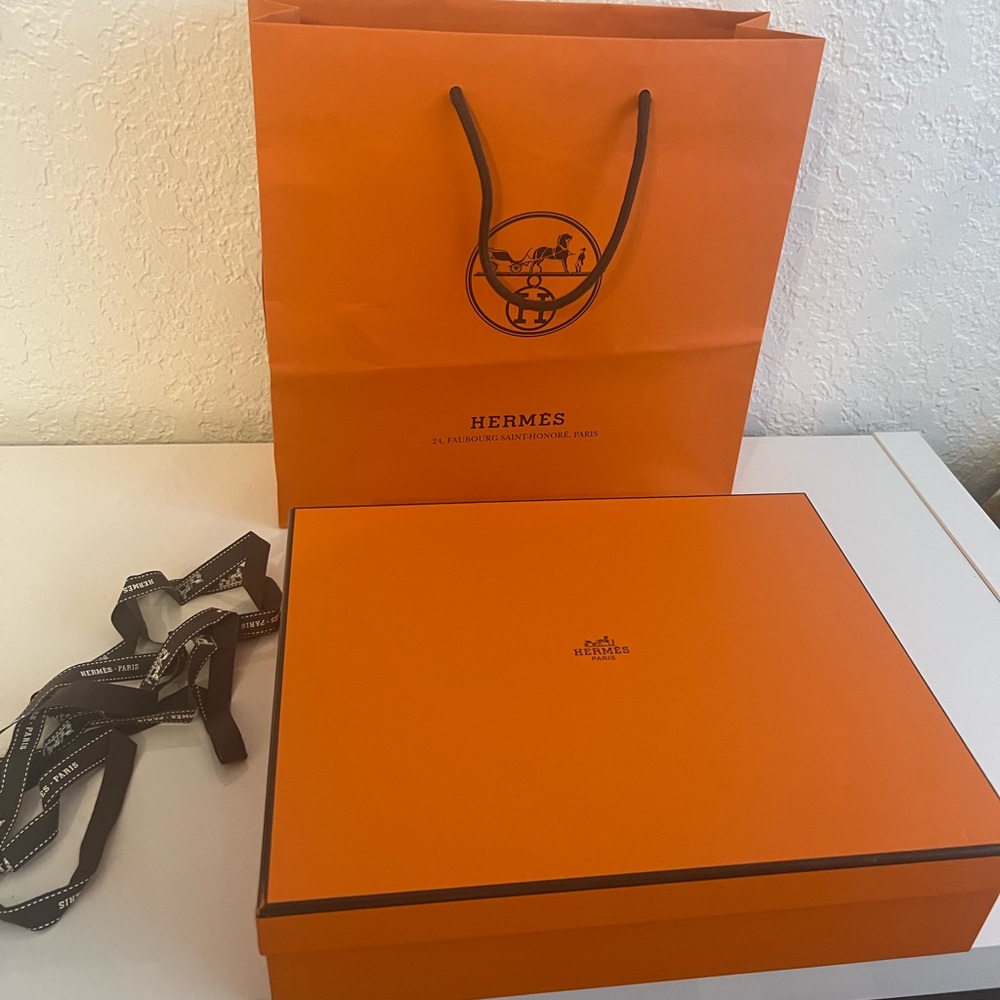 Hermes Womens Shoe Box, Bag and ribbon